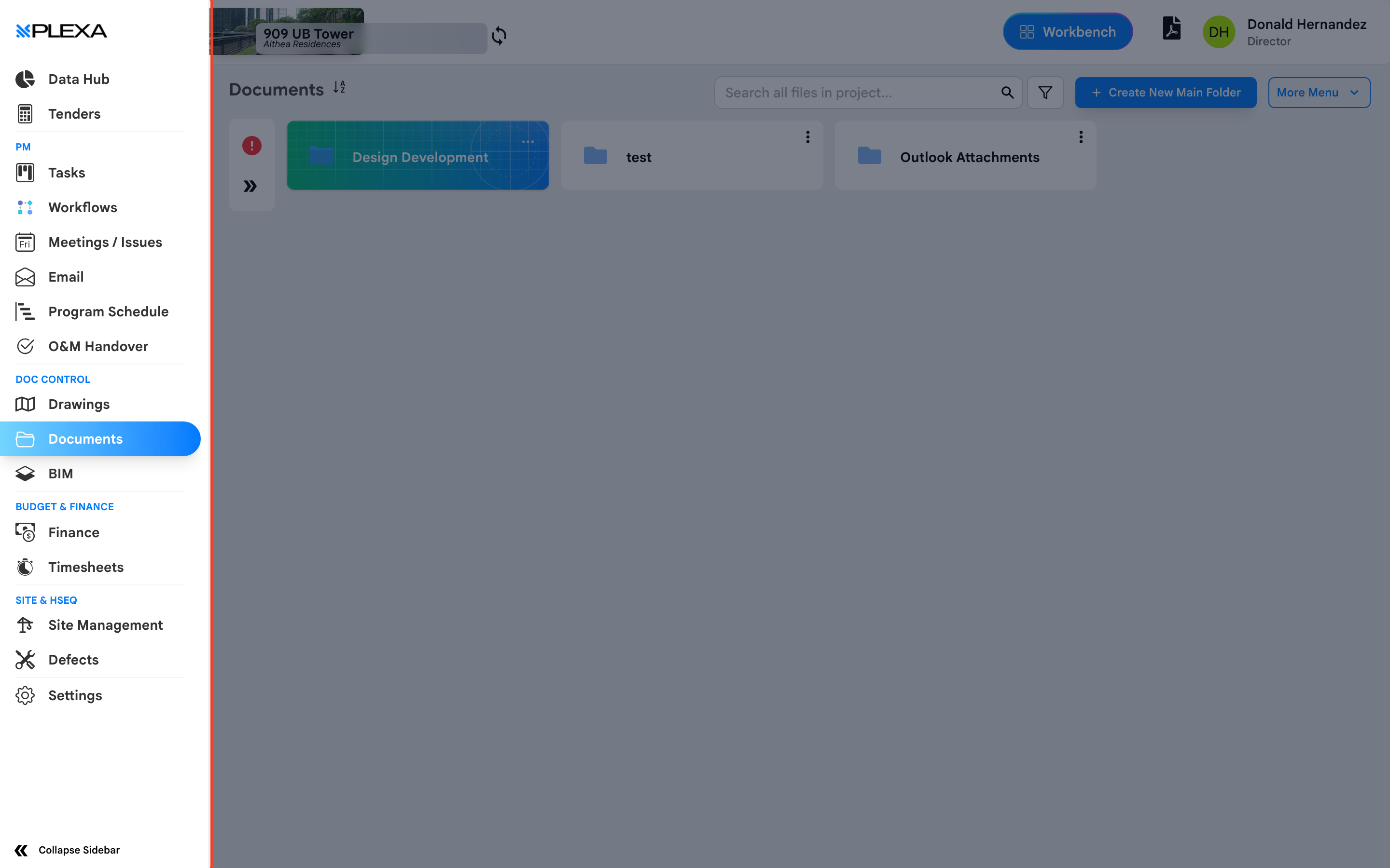 The Plexa sidebar highlighted in full, showing the modules visible to this account